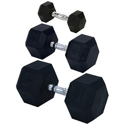 Rubber Encased Solid Hex Dumbbell 40lb