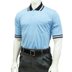 Smitty's Comfort Tech100 Mesh Umpire Short Sleeve Shirt - Light Blue w/ Black Trim