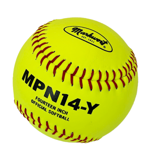 Markwort Softball Leather 14 Poly Core Yellow/Red Stitch