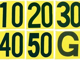 Markwort Football Sideline Markers -  Black on Yellow - 11 Pc Set